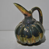 Ceramic pouring jug Rambervilliers art deco flamed sandstone metallic reflection