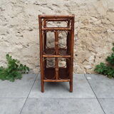 Rattan and bamboo bedside shelf