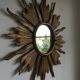 Miroir soleil en bois doré - 80cm