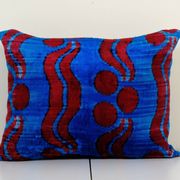 Blue silk ikat velvet pillow