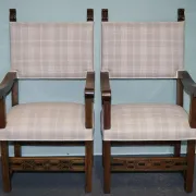 Victorian Armchairs with Carved Wood Details, Set of 2
