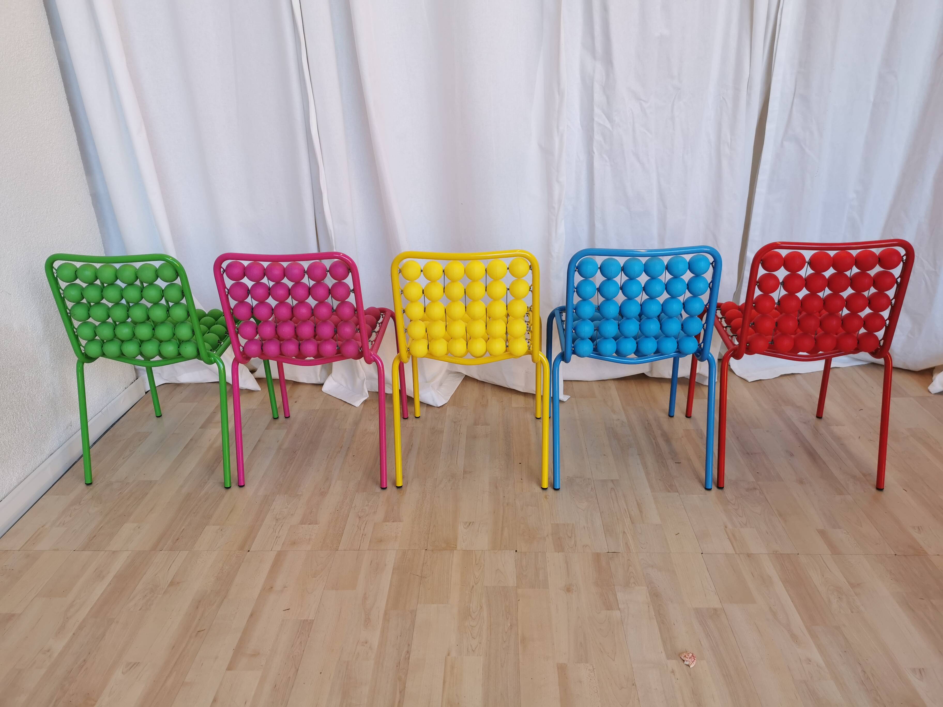 Lot de 5 chaises vintage Pop Art pour enfants : SLOG Croatie, années 1980