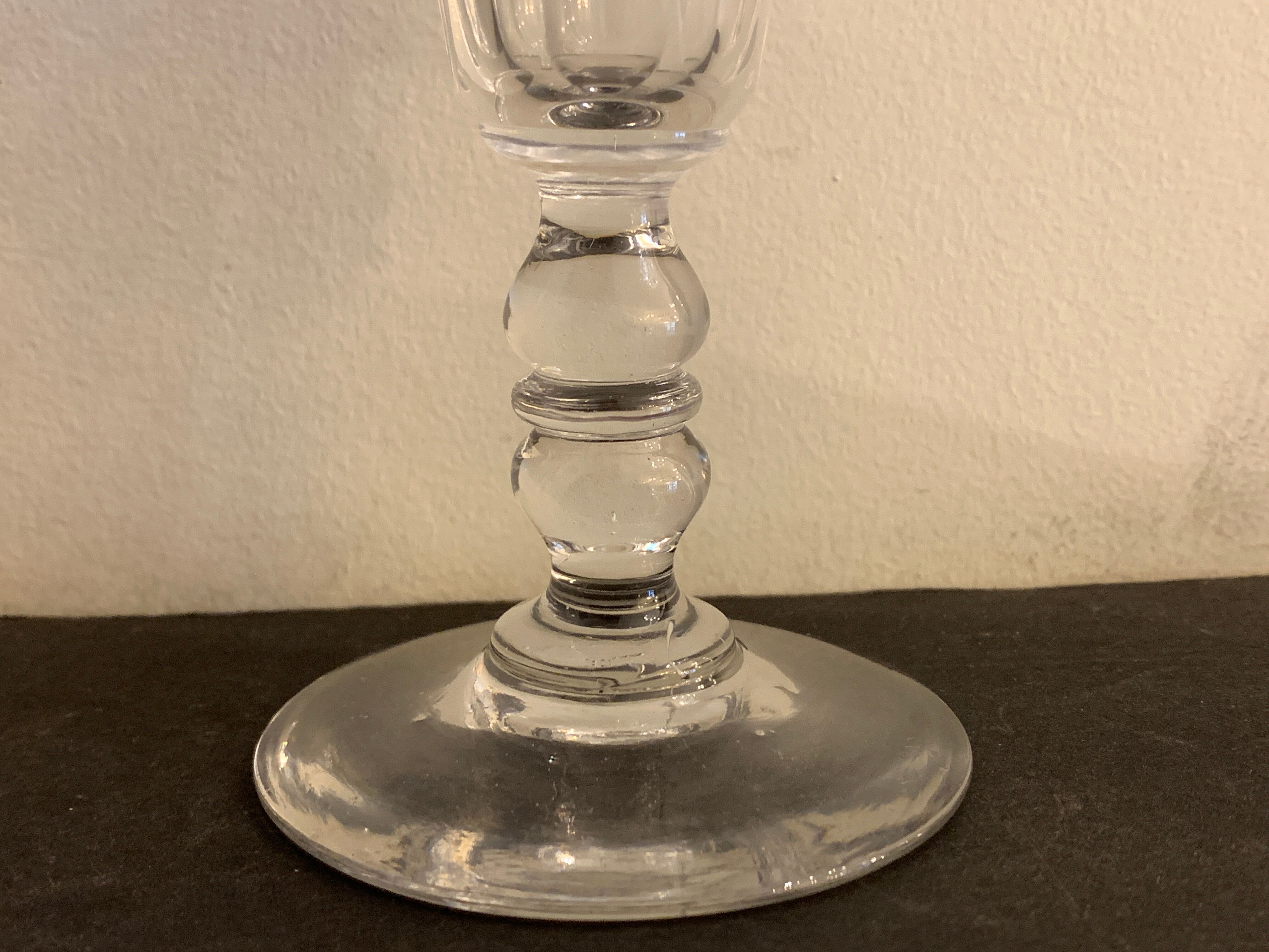 6 antique champagne flutes with cut sides