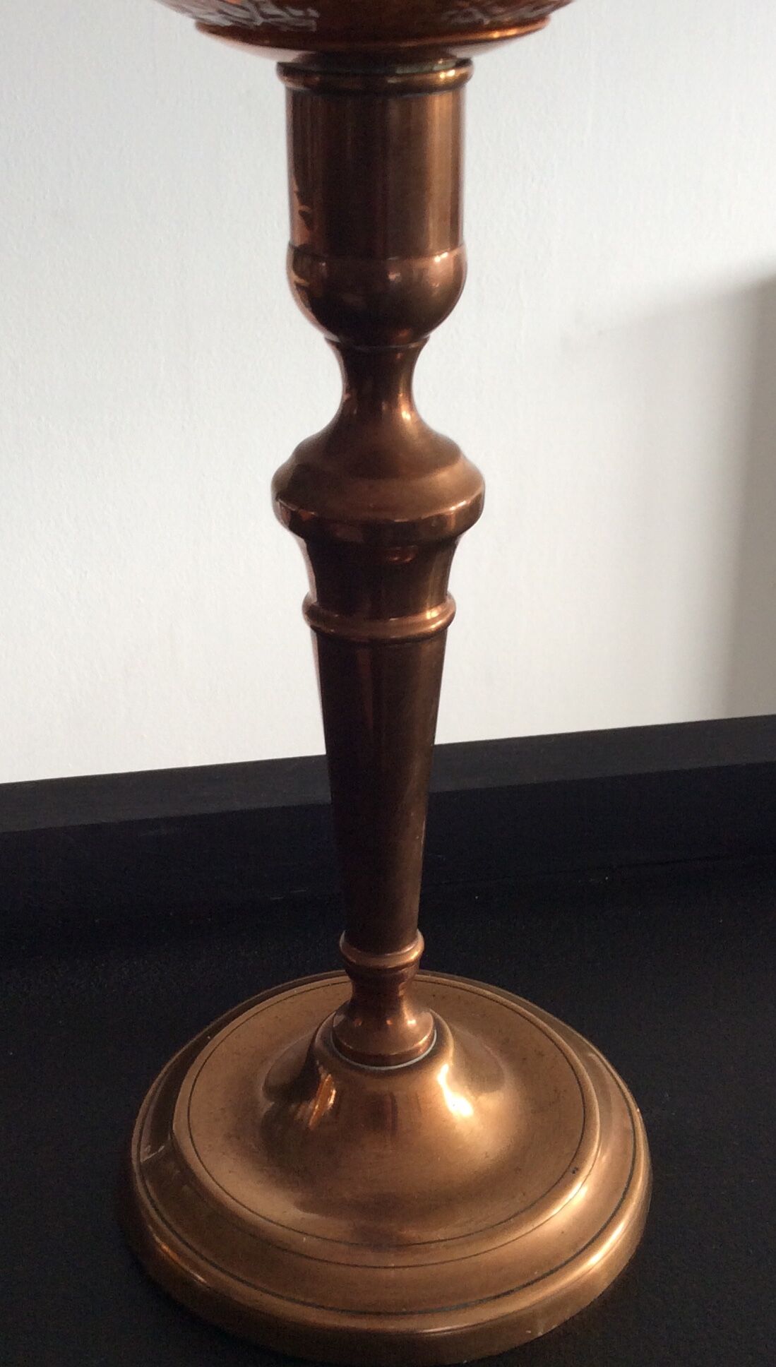 Kerosene lamp United France Paris in copper and glass
