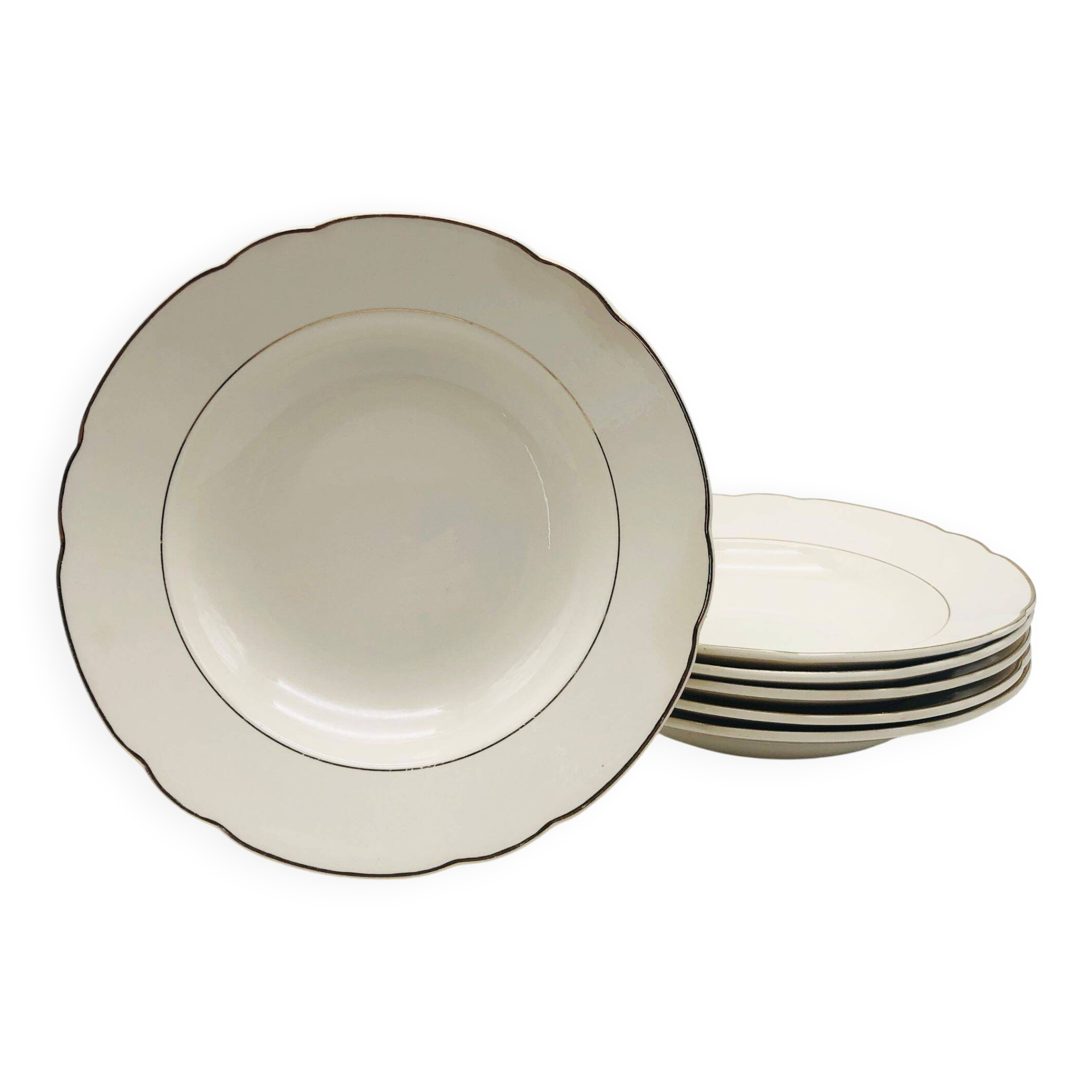 6 Antique soup plates stamped “Villeroy & Boch”.