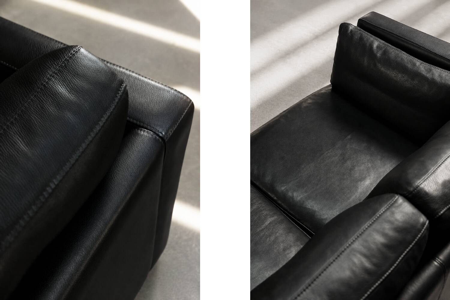 Vintage Mid-Century Danish Modern Two-Seater Black Leather Sofa, 1970s
