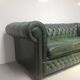 Vintage English green leather chesterfield sofa