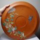 Large old clay/terracotta dish with Japanese Art Nouveau enamel