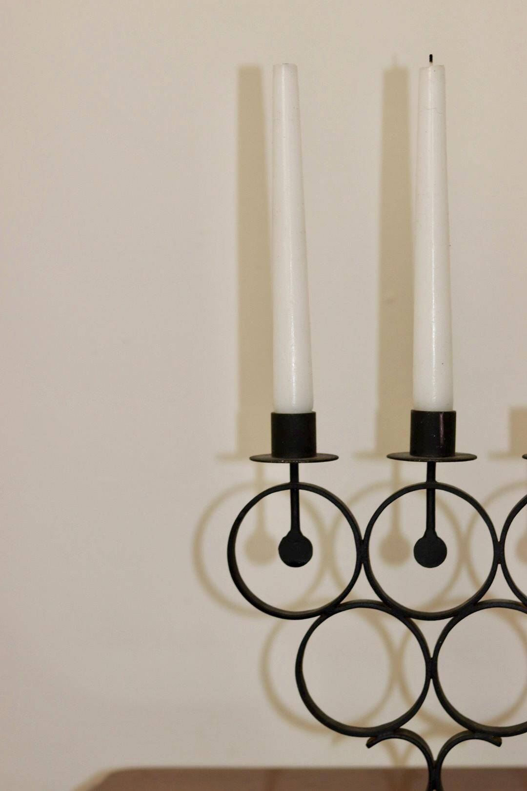 Vintage metal candelabrum with black coating