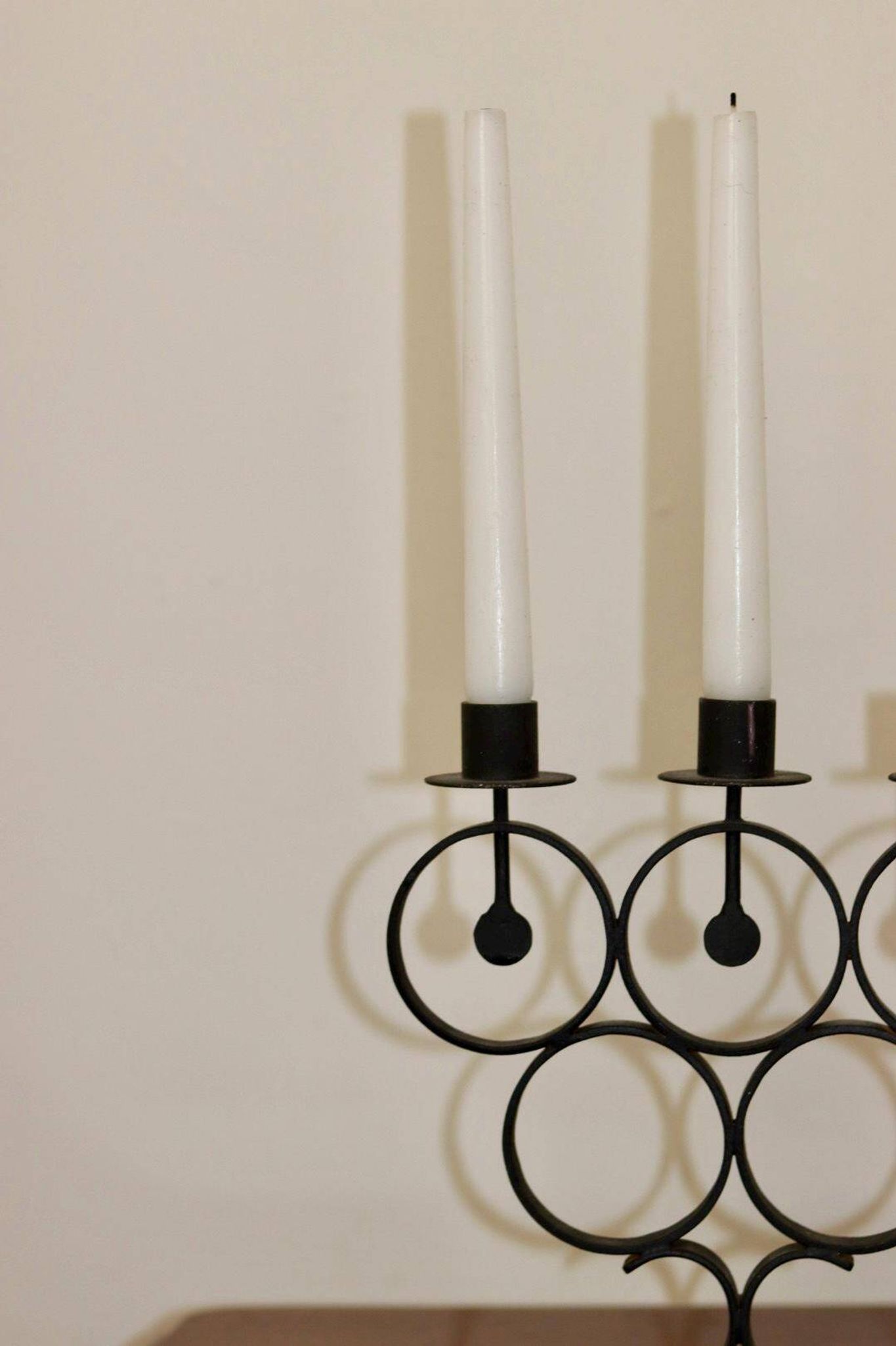 Candélabre vintage en métal avec revêtement noir