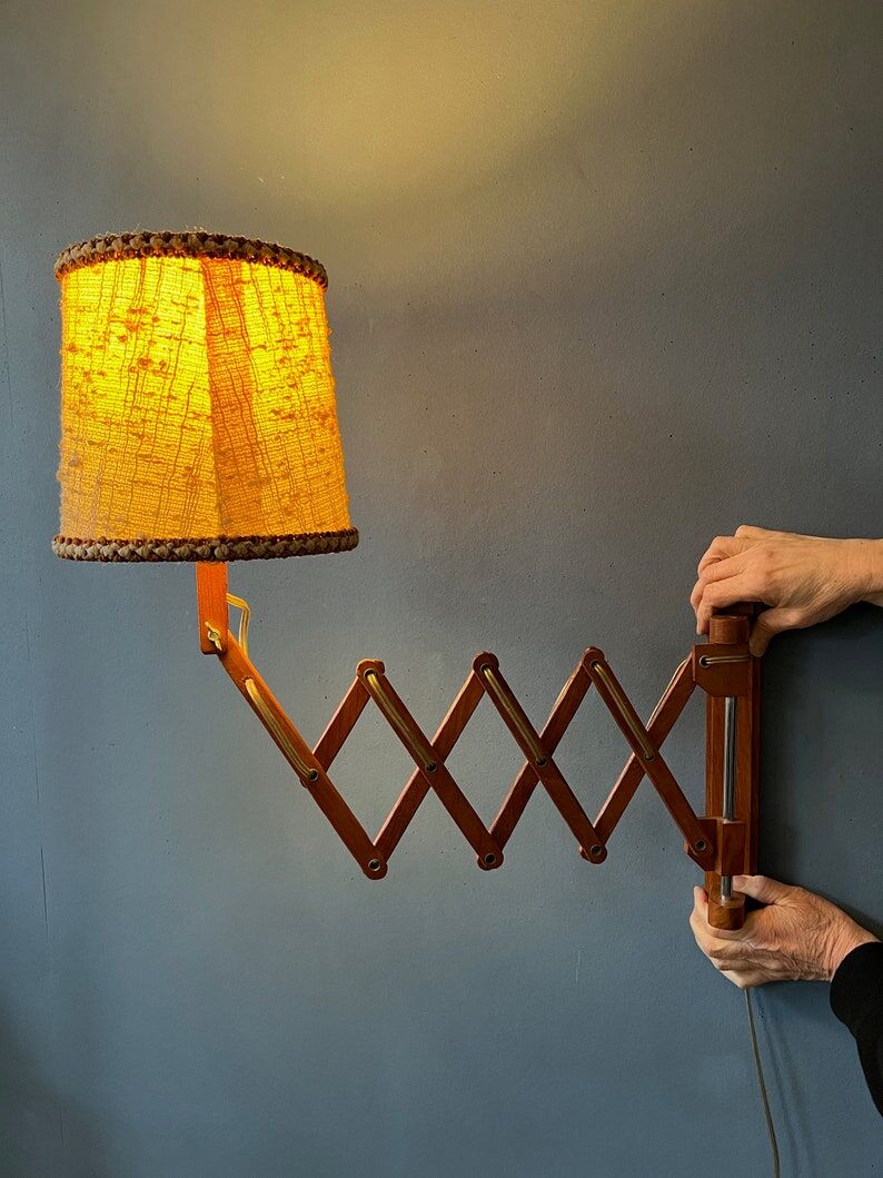 Vintage wooden scissors lamp