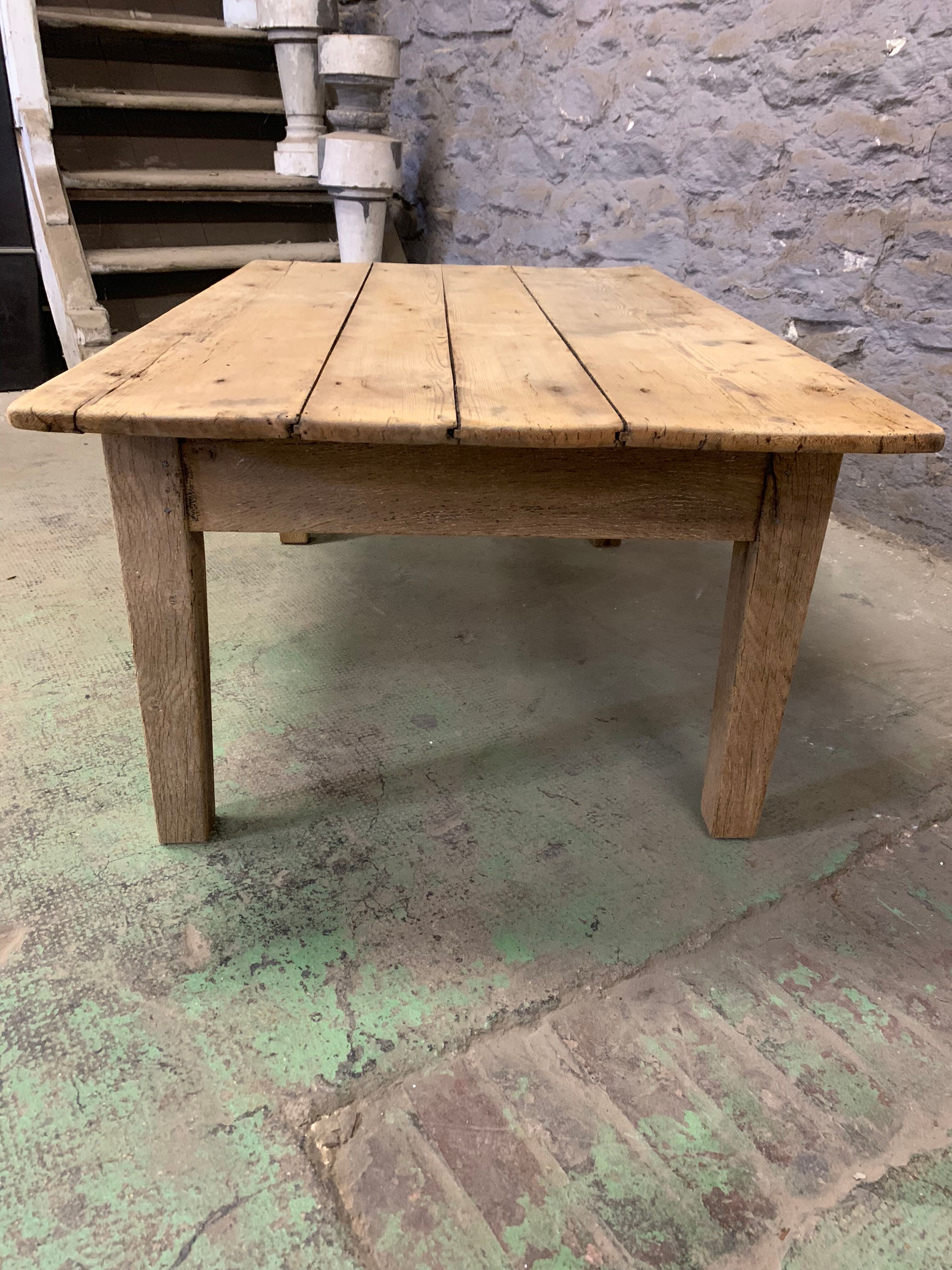 Low farm table in raw oak