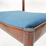 Ensemble de quatre chaises de salle à manger en palissandre et velours par Topform, Pays-Bas des années 1950