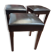 Brown leather square stool with wooden legs – padded seat
