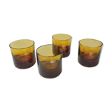 4 whiskey glasses in amber glass