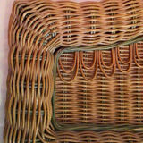 Vintage braided rattan mirror.