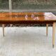 Scandinavian extendable dining table in wood and beautiful lacquered marquetry 230cm