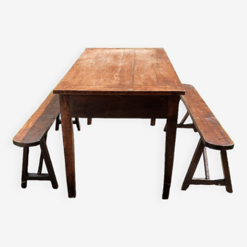 Farmhouse table and benches