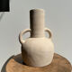 Handmade terracotta vase painted in beige with double handles h:32 d:25