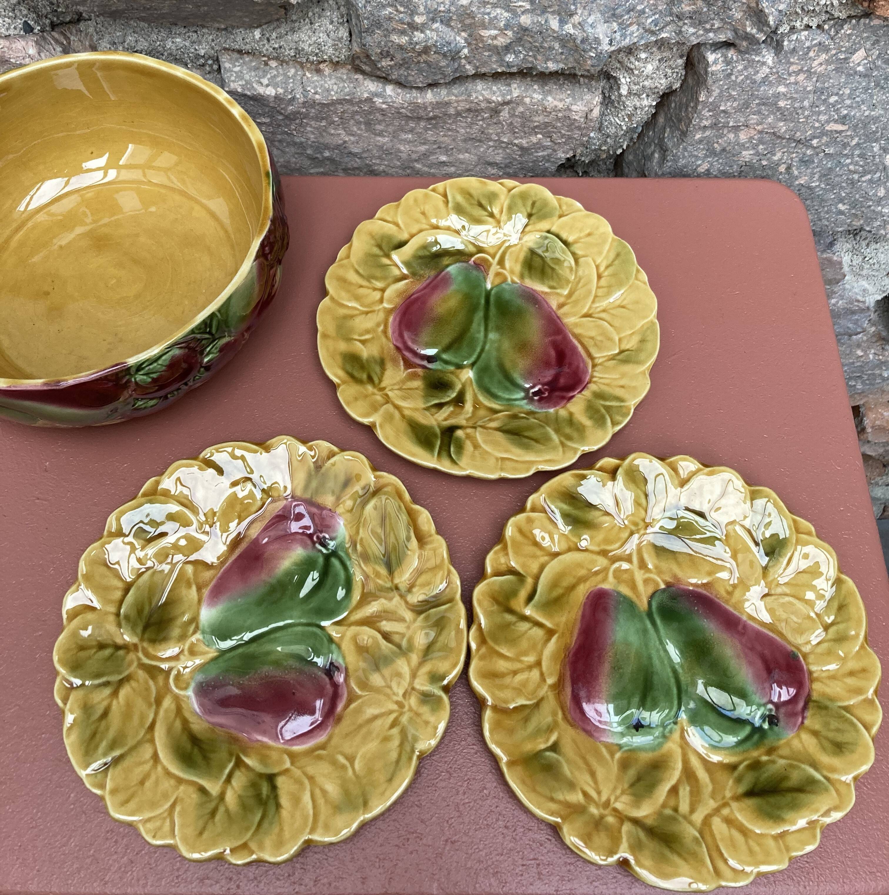 Service barbotine Sarreguemines 6 assiettes et saladier