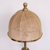 Applique murale à bras articulé en laiton réglable, abat-jour en toile de jute, Angleterre des années 1950