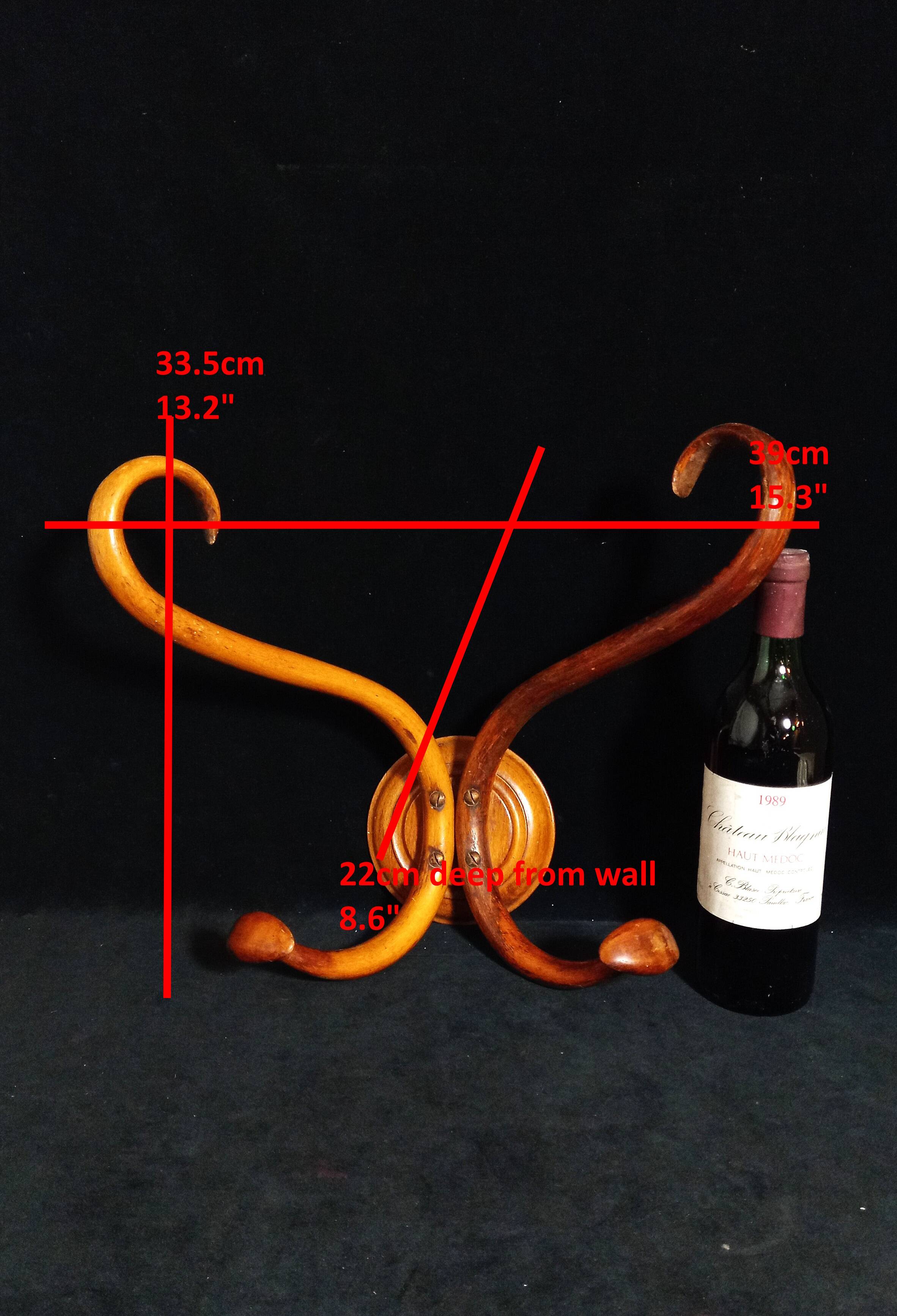Double Art Nouveau Coat Hook in Bent Wood from Thonet