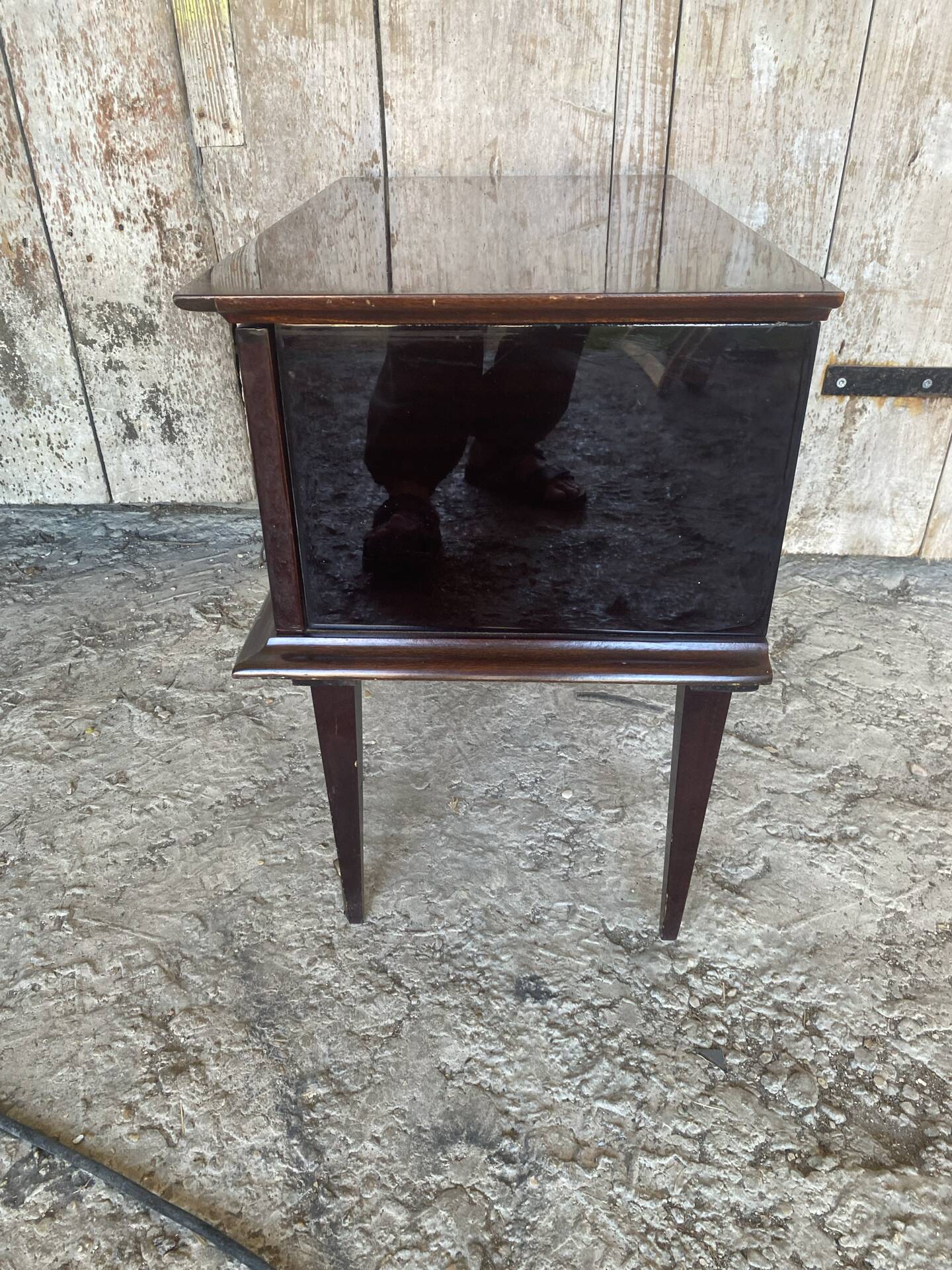 Vintage 1950s-60s Mahogany Veneer Wood Nightstand