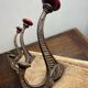 Wall hook with three hooks in wood, wrought iron, porcelain balls