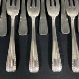 Suite de 12 fourchettes à dessert gâteaux en métal argenté design Vintage 1