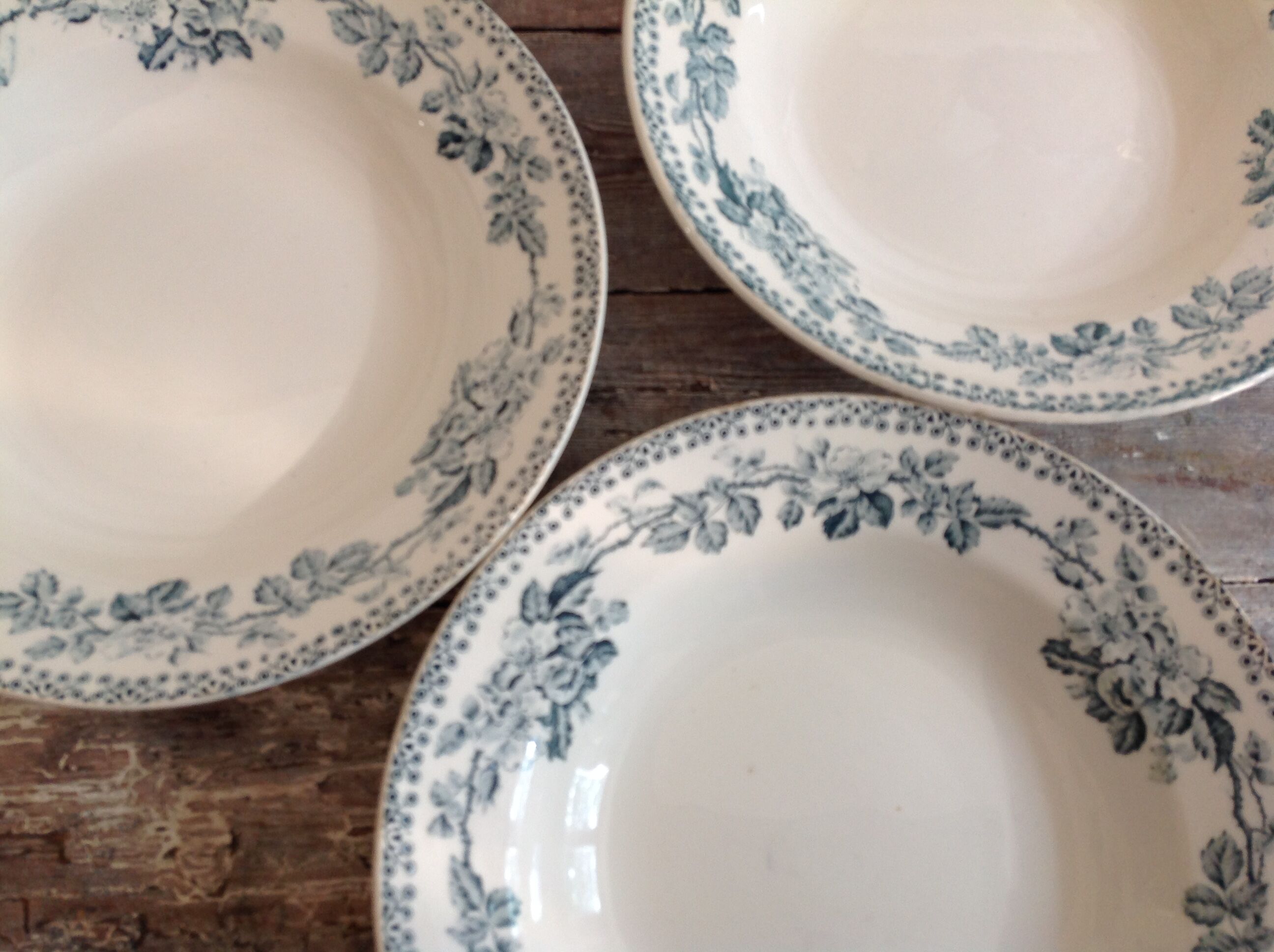 Set of 12 deep terre de fer plates