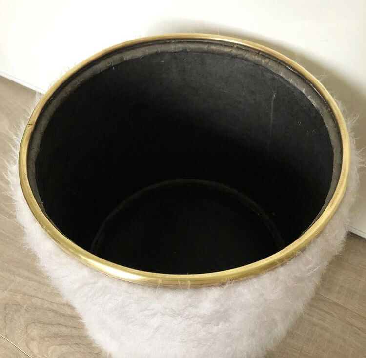 Vintage brass pouf with fur.