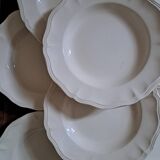 Set of 9 Sarguemines ivory soup plates