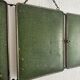 Vintage 1930s triptych mirror barber nickel-plated green crocodile effect.