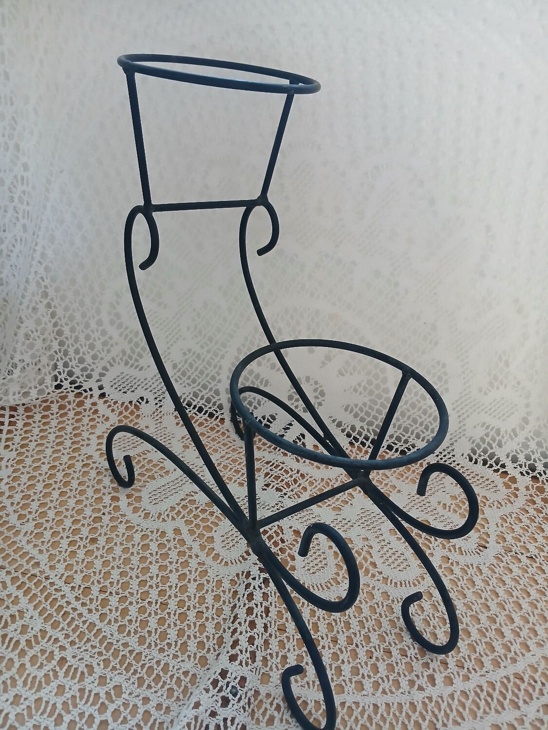 Antique wrought iron plant stand