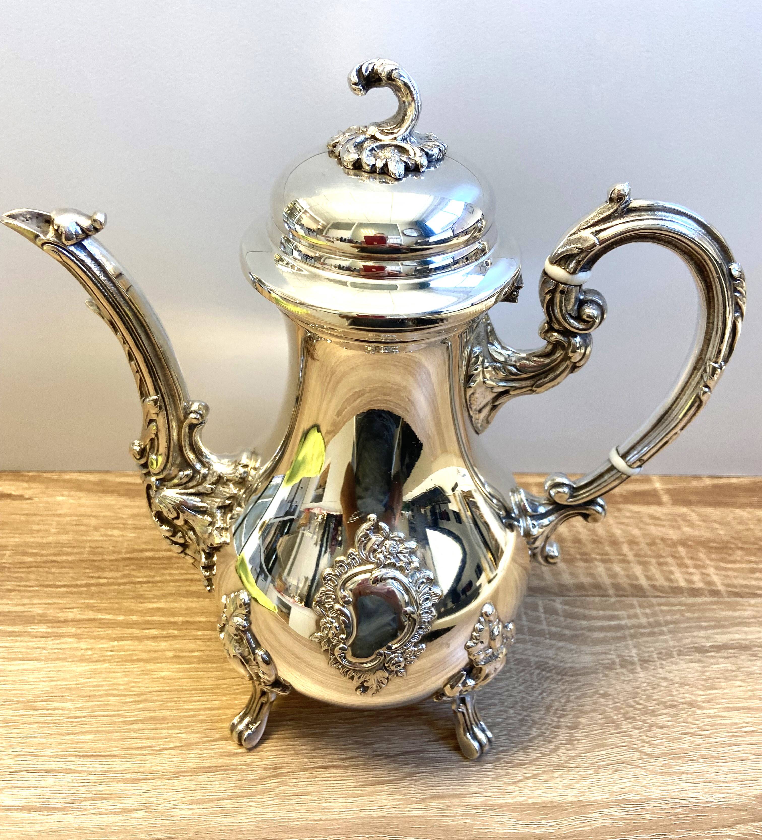 Elegant Louis XV Style Rocaille Silver Metal Tea Coffee Pot
