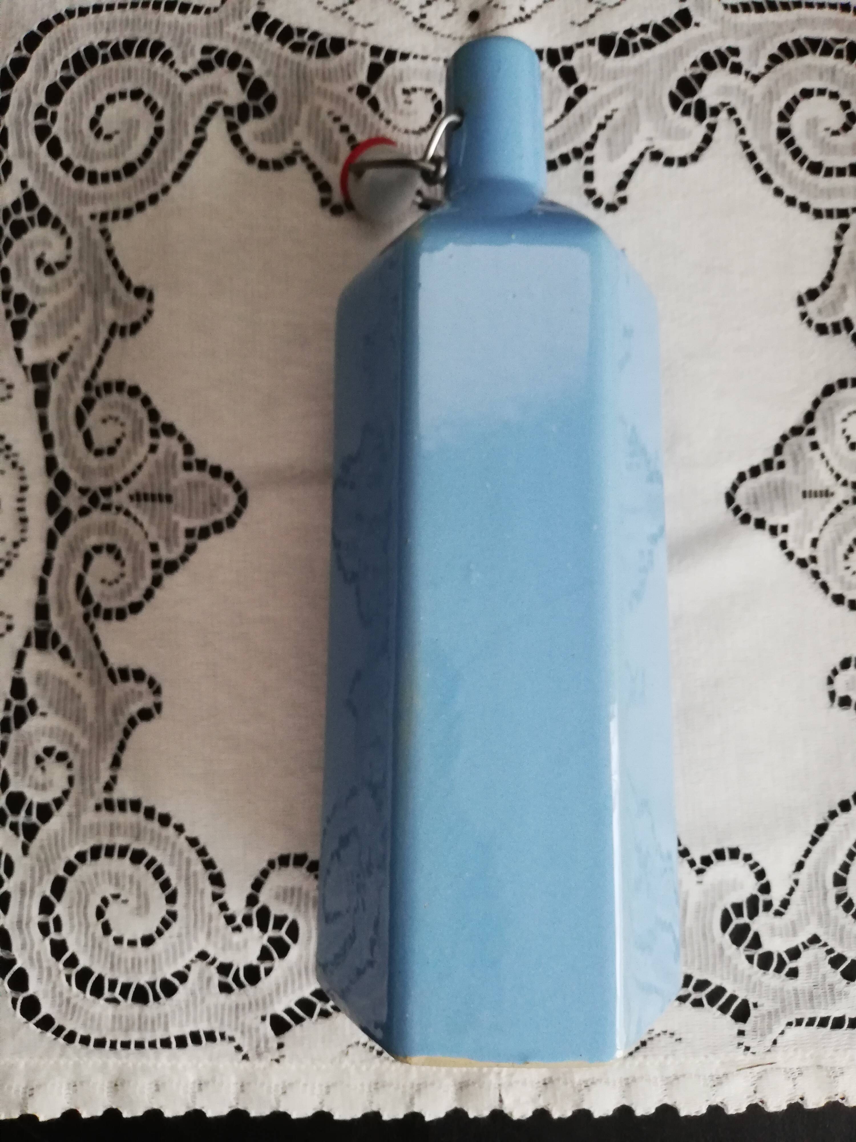 Blue ceramic hot water bottle