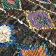 Moroccan Berber carpet Black Boucherouite with diamonds and colorful patterns 192x145cm