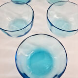 Suite of 9 cups in pale blue crystal, XIX th