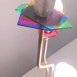 Brass, varnished metal and plexiglas floor lamp "alberelli" by c. la gaipa, 2020