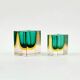Paire de bols/cendriers en verre de Murano de milieu de siècle par F. Poli pour Seguso, années 1970.