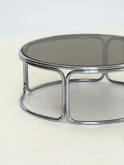 Space Age Coffee Table with Smoked Glass and Chrome
