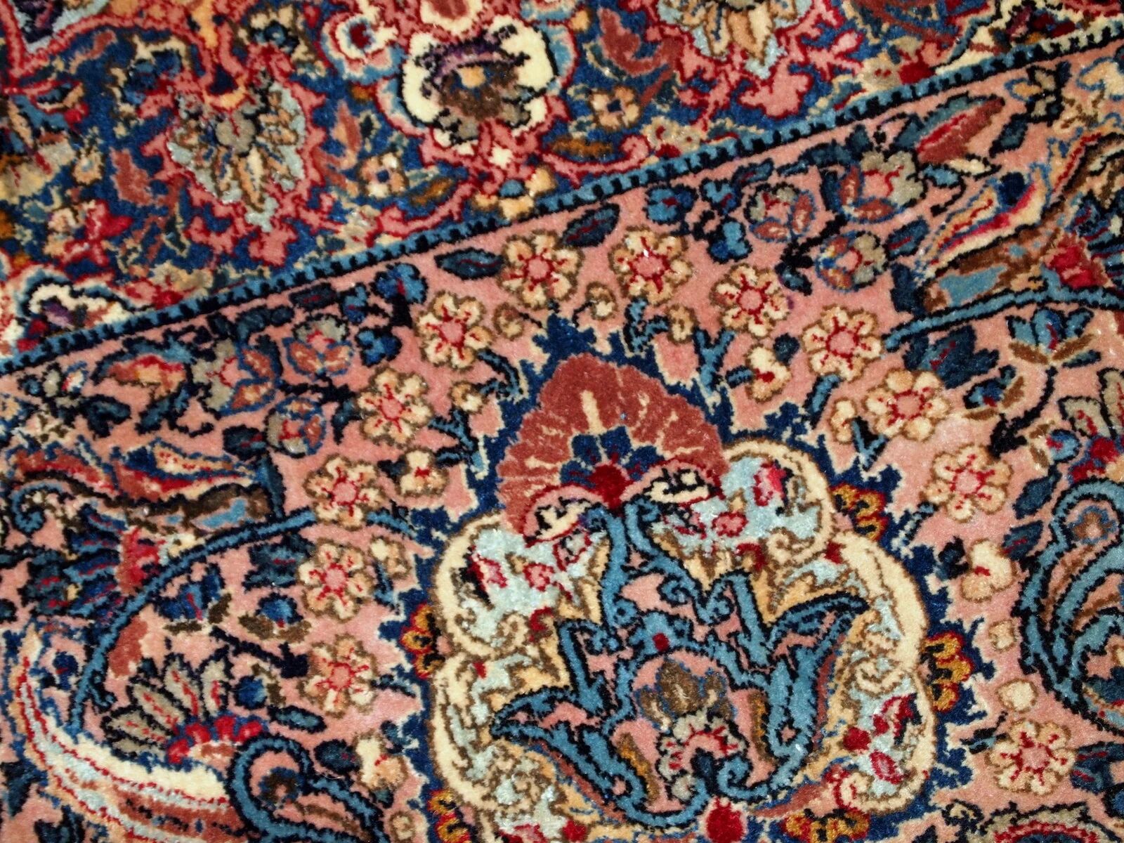 Handmade antique Persian Kerman rug 4.2' x 6.10' (128cm x 211cm) 1920s - 1B778