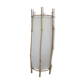 Lampe en rotin, bambou et lin années 60/70