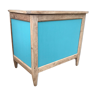 Storage chest, oak toy box, turquoise green color