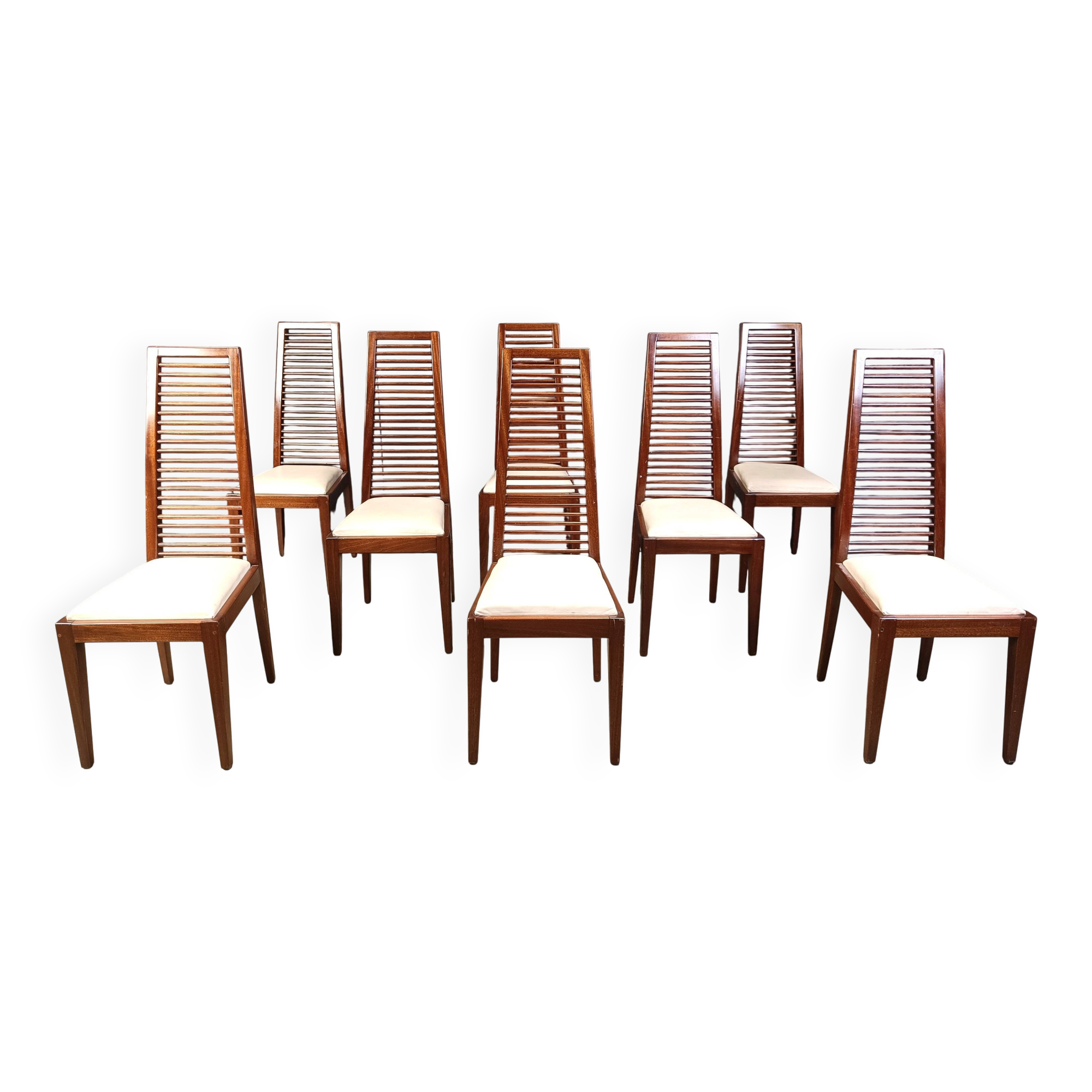Set of 8 Italian high back dining chairs, 1980s