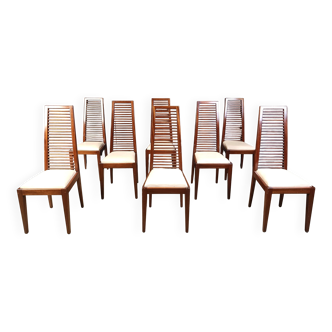 Set of 8 Italian high back dining chairs, 1980s