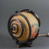 Art Deco night light lamp hammered ironwork 1930 Muller Frères