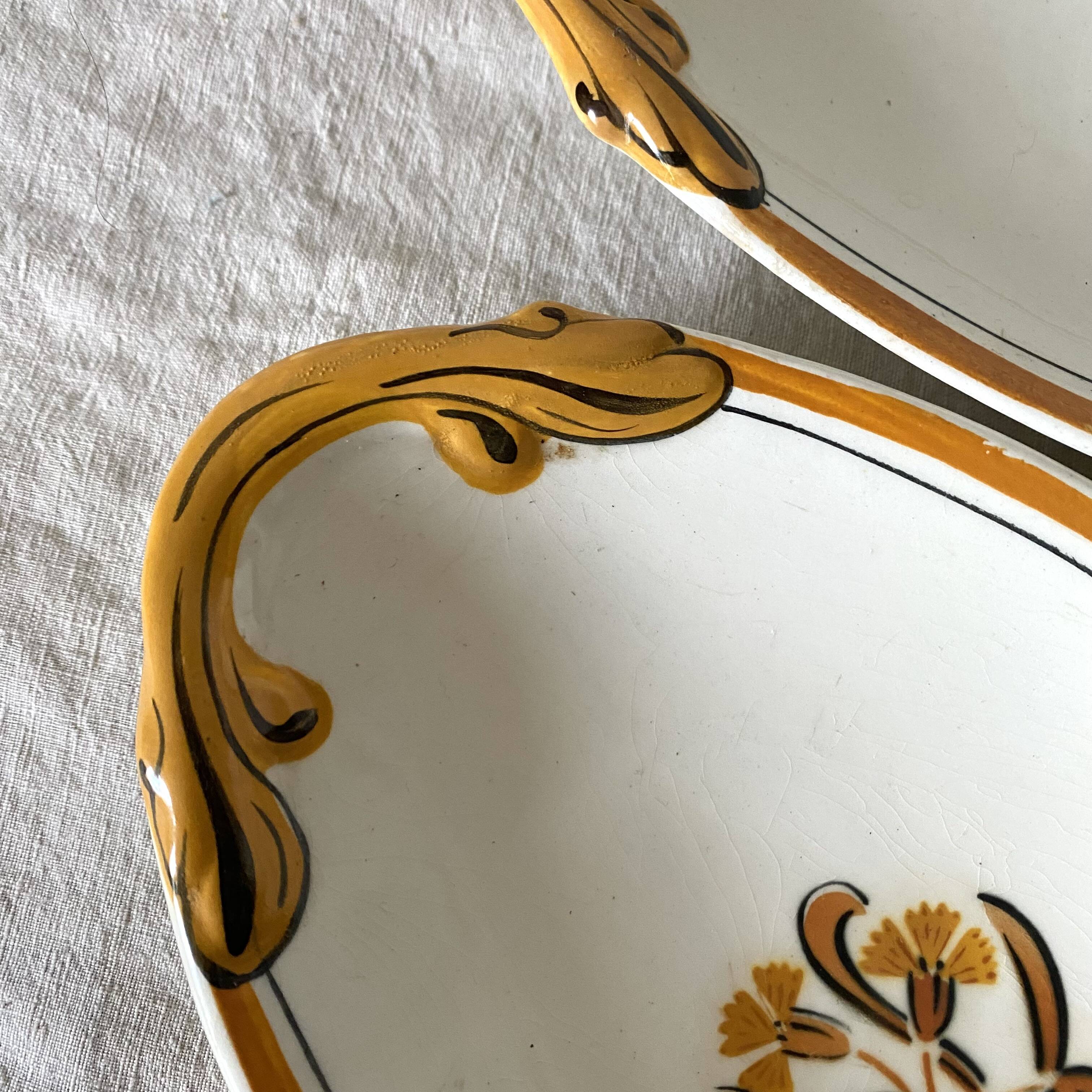 Old 1900 Creil and Montereau eyelet dishes