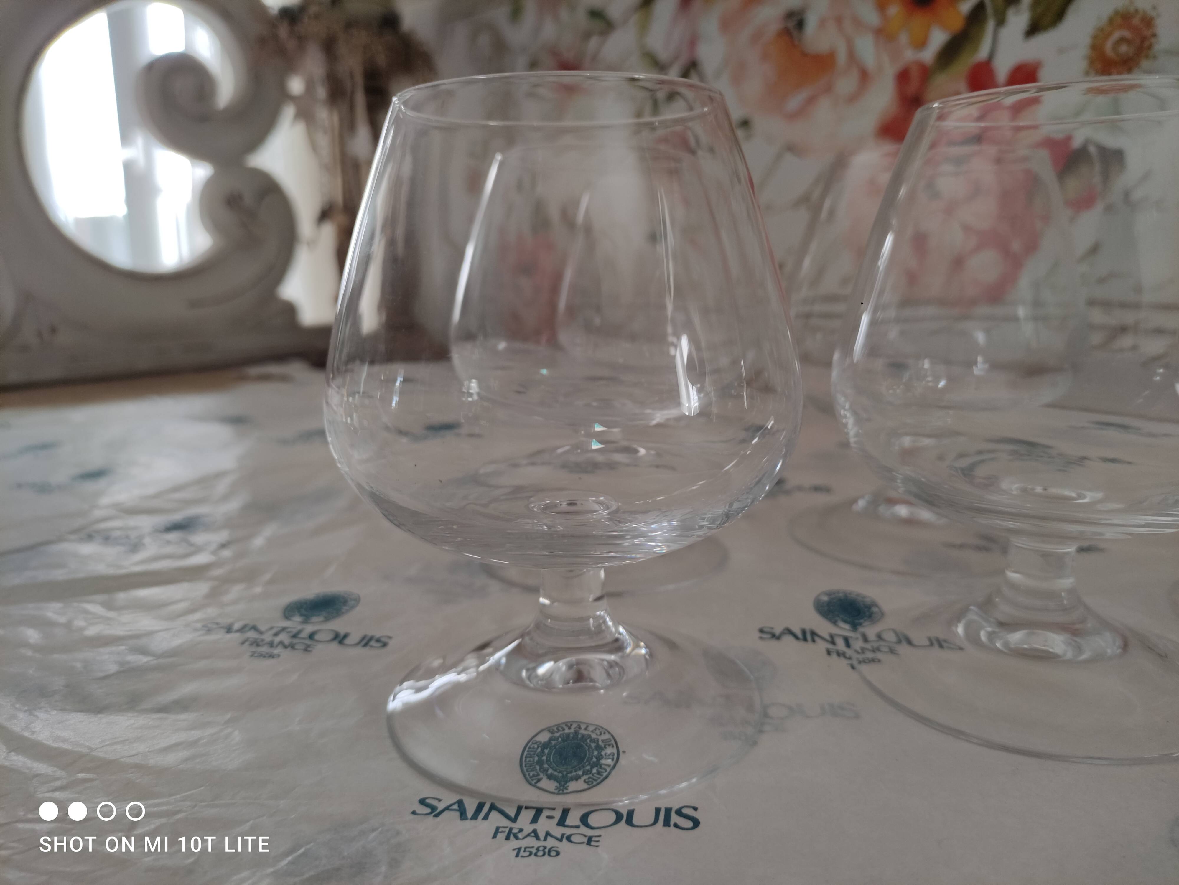 Set of 6 unstamped Saint-Louis cognac glasses, Tenareze model