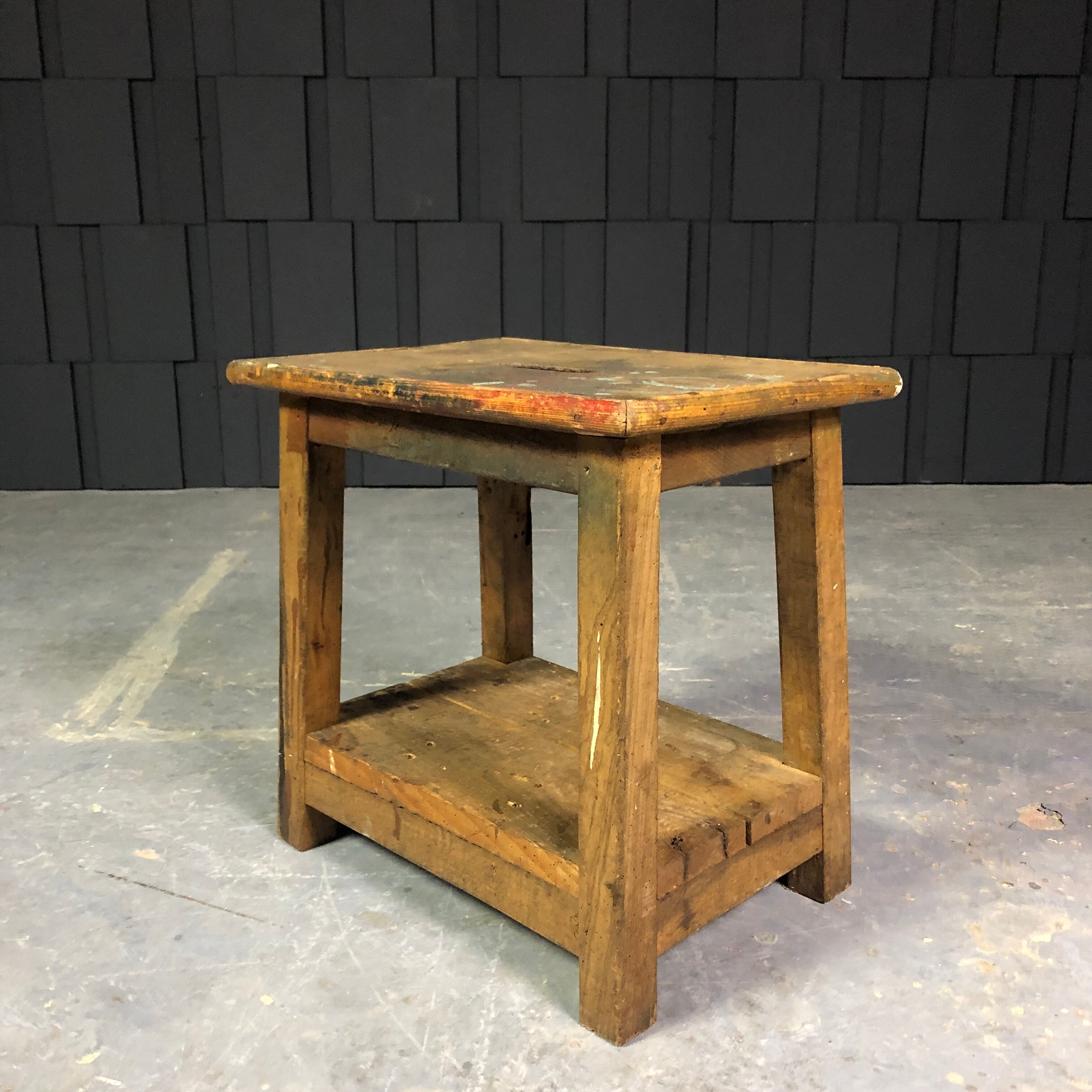 Old wooden workshop stool